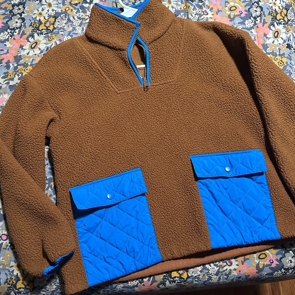 Madewell Brown Fleece Pullover, women’s xxs - Picture 2 of 7